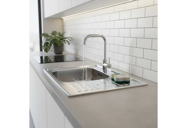 60CM Edelstahl Einbauspüle eckig + Ablage Spülbecken Spüle Küchenspüle Spüle