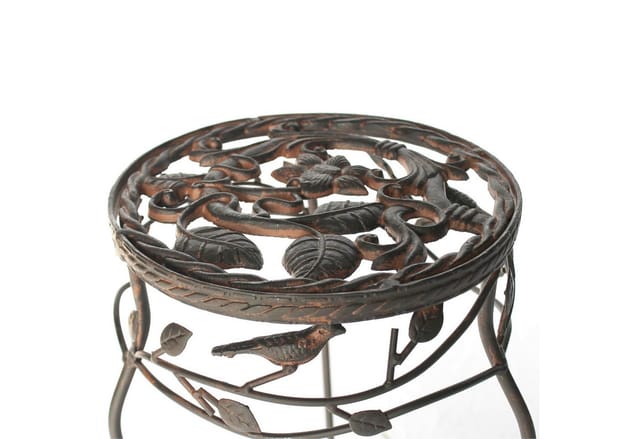 Blumenhocker Metall Schwarz Rund 3er Set 52 cm / 65 cm / 78 cm Blumenständer 18215 Blumensäule Antik Pflanzenständer Pflanzenhocker Vintage
