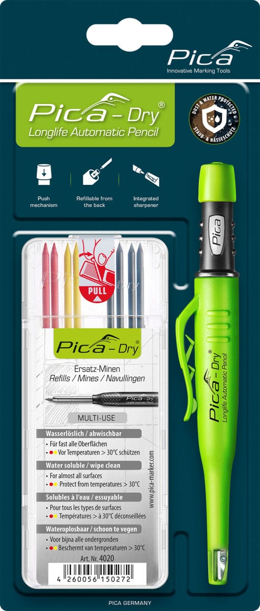 Pica - Bau-/Tieflochmarker -Dry Farbe sortiert + Minenset 4000 871 844
