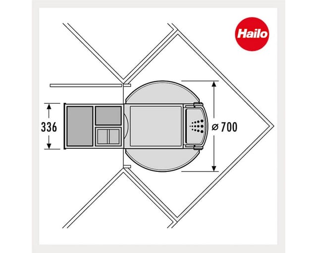 Hailo - Rondo, 3-fach Einbau-Mülleimer, 360° drehbar, Eckschrank Küche