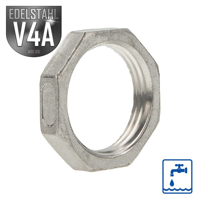 Es Gegenmutter kantig Edelstahl V4A (aisi 316), ig 1 Zoll - Typ 310