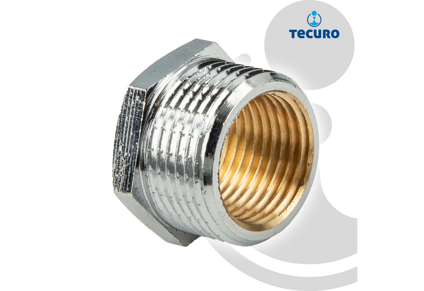 Tecuro - Reduzierstück Außengewinde g 3/8 x Innengewinde Rp 1/4 Messing verchromt