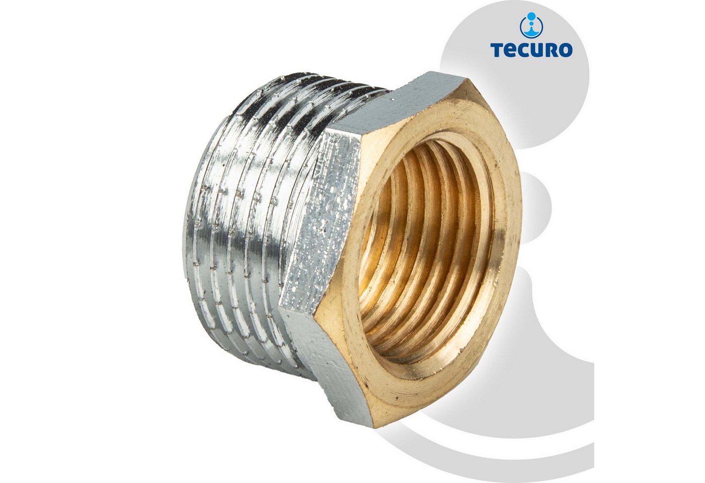 Tecuro - Reduzierstück Außengewinde g 3/8 x Innengewinde Rp 1/4 Messing verchromt Bild 2