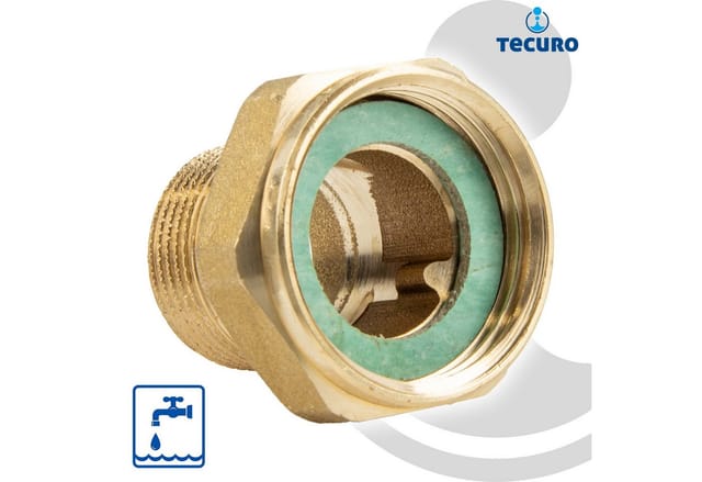 Tecuro - Verschraubung 1 Zoll Überwurfmutter x 3/4 Zoll Außengewinde - Messing blank CW617N