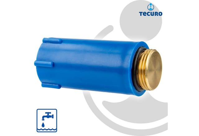 Tecuro - Baustopfen 1/2 Zoll mit Messing-Gewinde - Kunststoff blau