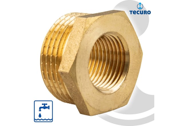 Tecuro - Reduzierstück Außengewinde g 3/4 x Innengewinde Rp 1/2 Zoll, MS-blank CW617N