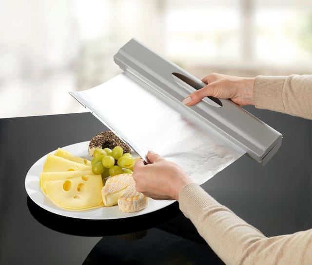 Maximex Folienschneider Perfect-Cutter Lichtgrau, mit Edelstahlklinge, Grau, Kunststoff (abs) hellgrau, Edelstahl rostfrei silber - grau