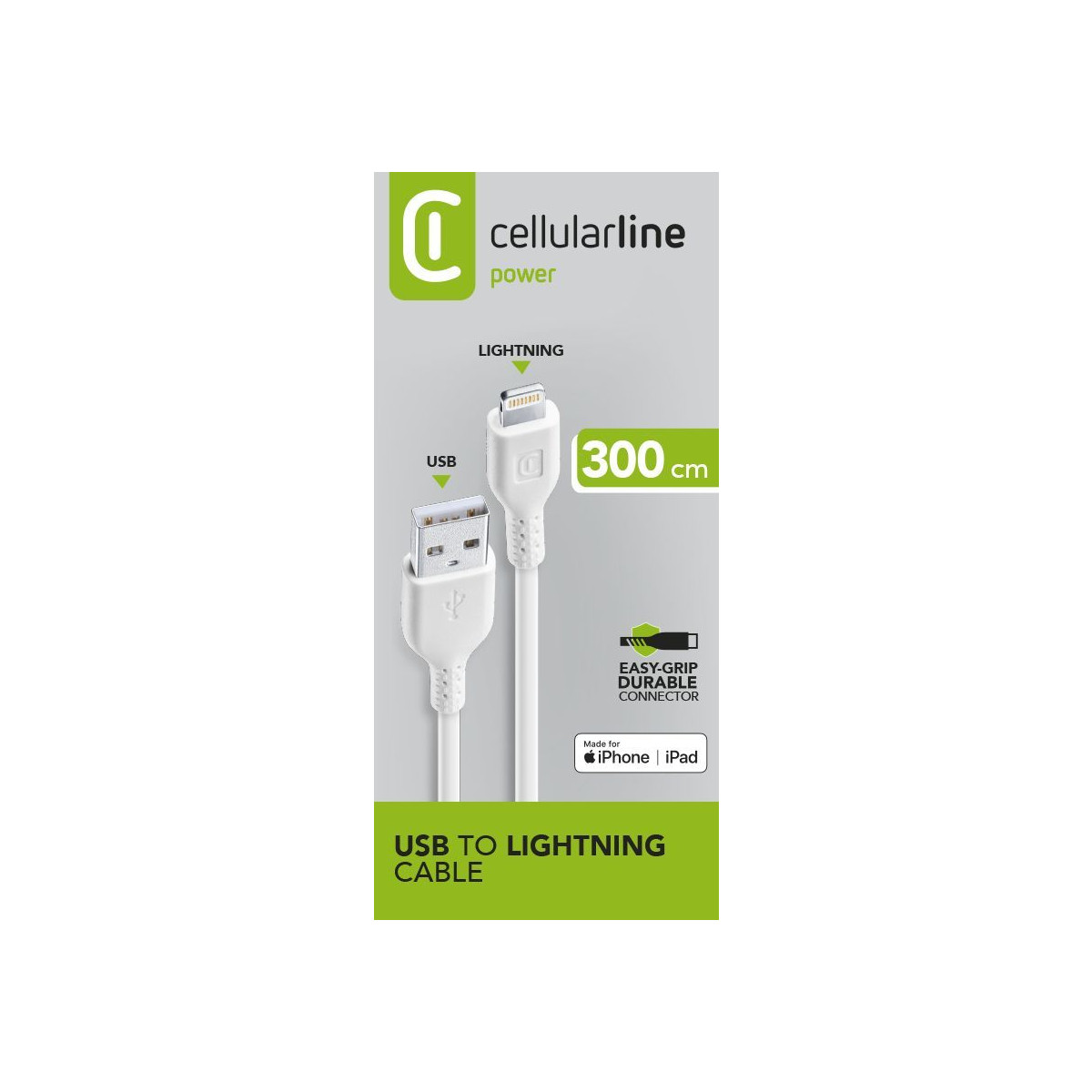 Cellularline Power Cable 300cm - Lightning Lightning-kabel Zum Laden Und Für Die Datenübertragung