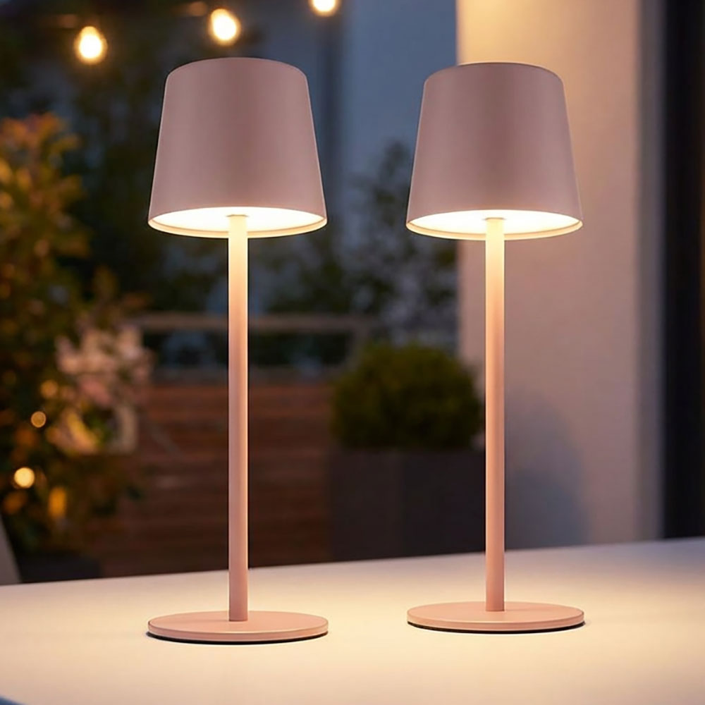 Tischlampe Tischleuchte Außen Rosa Led Touchdimmer Akku Dimmbar Gartenleuchte Usb, Warmweiß-kaltweiß, Dxh 8,5x28 Cm, 2er Set