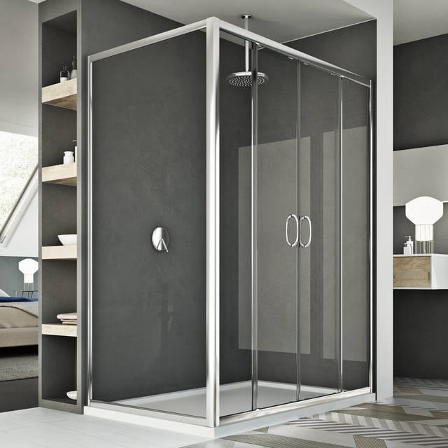 Idralite - Schiebe-Duschkabine Klarglas h 185 mod. Replay Duo 2 Türen 70x160 cm