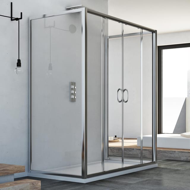 Duschkabine 3-seitig Klarglas h 185 mod. Replay Trio 2 Türen 75x160x75 cm