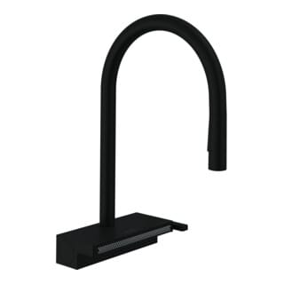 M81 - Spültischarmatur Aquno Select 170 mit ausziehbarer Brause und flachem Brausestrahl, sBox, schwarz matt 73831670 - Hansgrohe