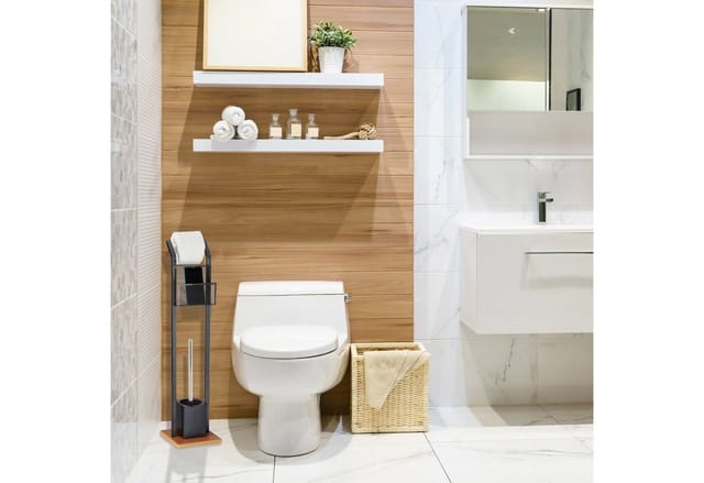 Relaxdays - wc Bürstenkopf 5er Set, lose Toilettenbürsten mit Gewinde 12 mm, Ersatzbürstenkopf Durchmesser 8 cm, schwarz