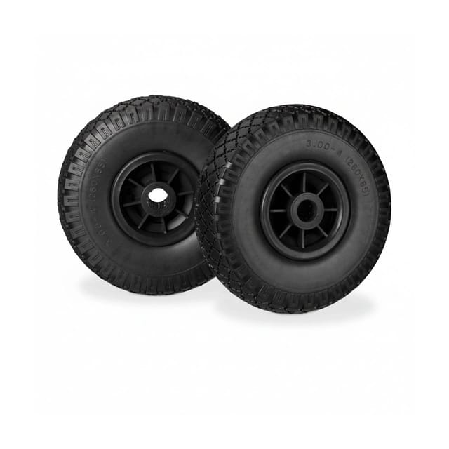 Relaxdays - Sackkarrenrad 2er Set, pannensichere 3.00-4' Vollgummireifen, 25mm Achse, bis 80 kg, 260x85 mm, schwarz