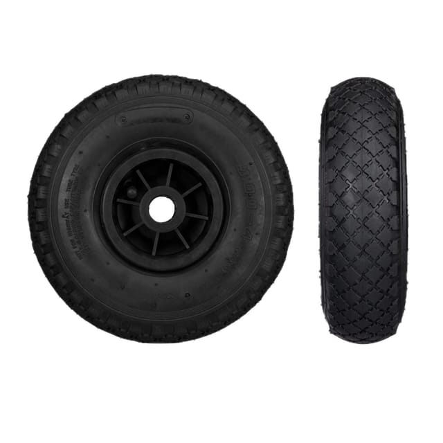 Relaxdays - 2er Set Sackkarrenrad, 3.00-4, luftbereift, Ersatzrad mit Kunststofffelge, 260x85mm, ø Achse 25mm, schwarz