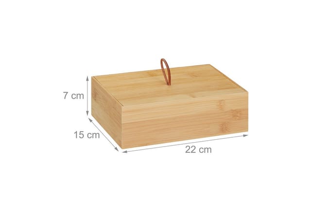 Relaxdays Aufbewahrungsbox mit Deckel, Bambus Kasten, Deko, für Utensilien, Allzweckkiste, klein, HBT: 7x22x15 cm, natur
