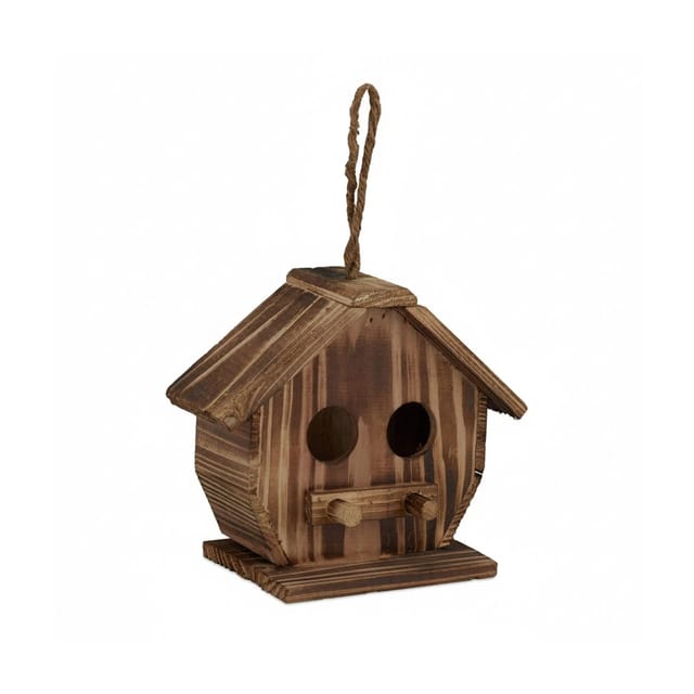 Relaxdays - Deko Vogelhaus, gebranntes Holz, Vogelhäuschen zum aufhängen, für draußen, hbt: 28,5 x 19 x 10,5 cm, natur