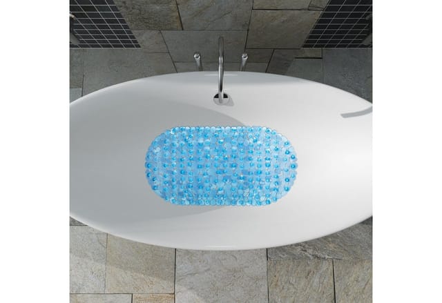 Relaxdays - Badewannenmatte Steinoptik, BxT: 68 x 35,5 cm, waschbar, rutschfeste Badewanneneinlage, mit Saugnäpfen, blau