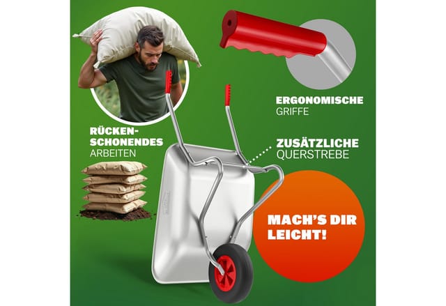 Schubkarre 80L verzinkt 80kg Belastbarkeit Bauschubkarre Gartenkarre Schiebkarre - Gardebruk