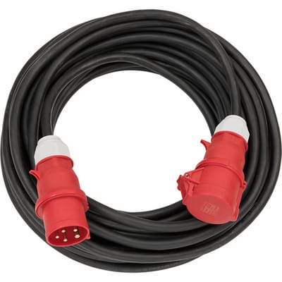 Brennenstuhl - cee Verlängerungskabel IP44, 25 m Kabel, H07RN-F 5G4,0, 5-polig mit cee Stecker und Kupplung, schwarz