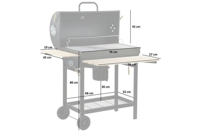 Holzkohle Grillwagen ø 42 x (l) 80 cm Premium Kohle Smoker fahrbar - Bbq-toro