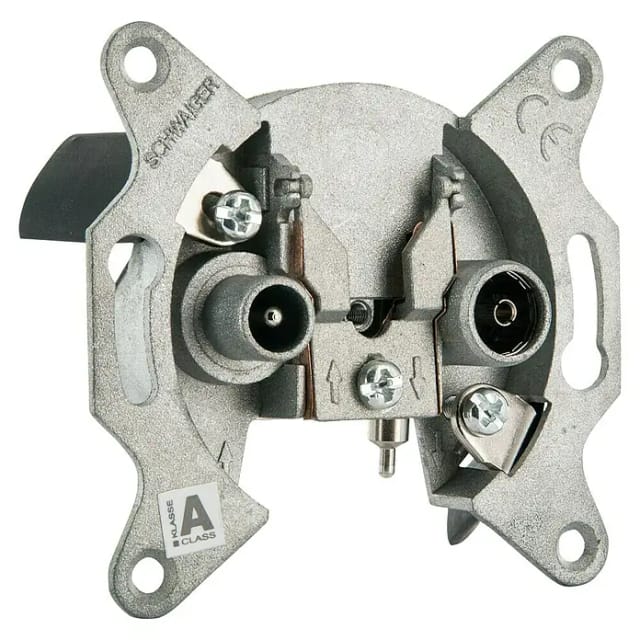 Antennen Durchgangsdose dsg 531 (19dB) silber, 2-Loch, 2x iec Anschlussdosen - Schwaiger