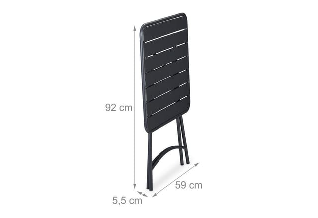 Balkontisch klappbar, Gartentisch quadratisch, HxBxT: 74 x 59 x 59 cm, wetterfest, Klapptisch Stahl, anthrazit - Relaxdays