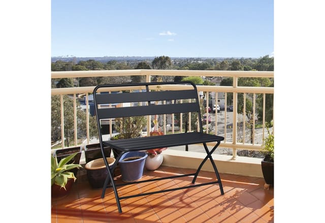 Gartenbank, klappbar, hbt: 83,5x90x49 cm, wetterfest, 2-Sitzer, Garten, Balkon, Faltbank, Stahl Sitzbank, grau - Relaxdays