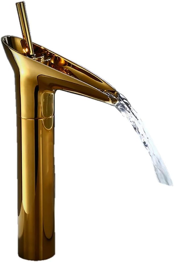 Robinet De Cuisine Tout Cuivre, Évier Style Verre À Vin Ancien, Robinet Monotrou, Évier Artistique, Évier Pivotant À 360 Degrés Avec Robinet Eau Chaude Et Eau Froide, Doré (taille : 31 Cm)