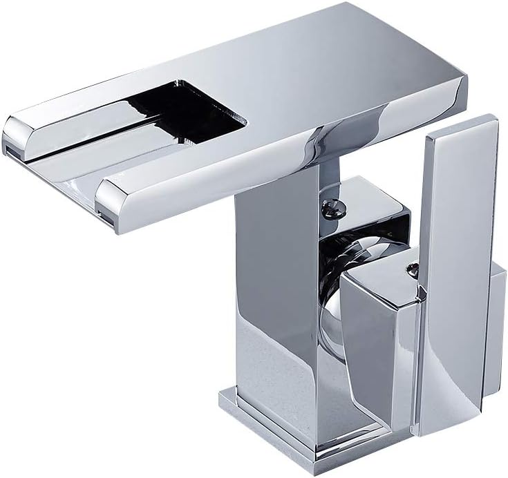 Robinet De Salle De Bain Avec Cascade Led, Argenté
