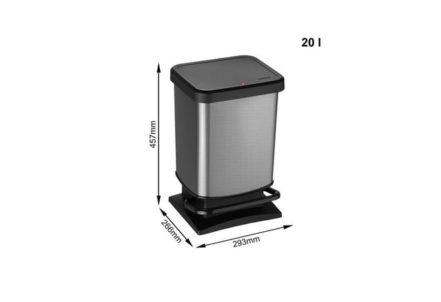 Treteimer Abfalleimer Mülleimer Paso 20 l, carbon-metallic - Rotho