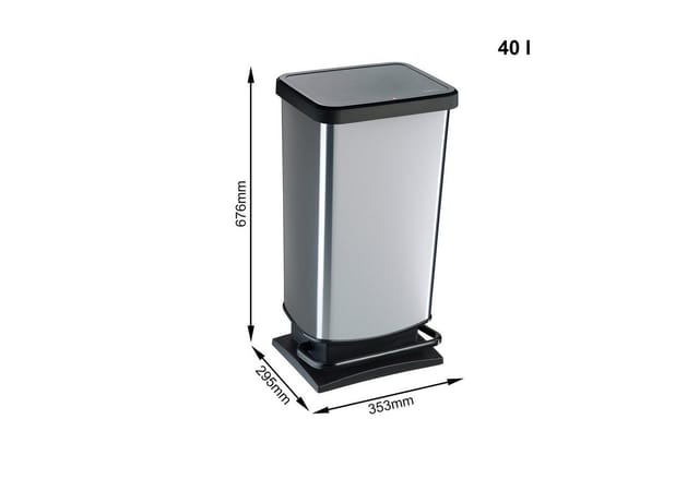 Treteimer Paso 40 l metallic silber Müll- & Abfalleimer - Rotho