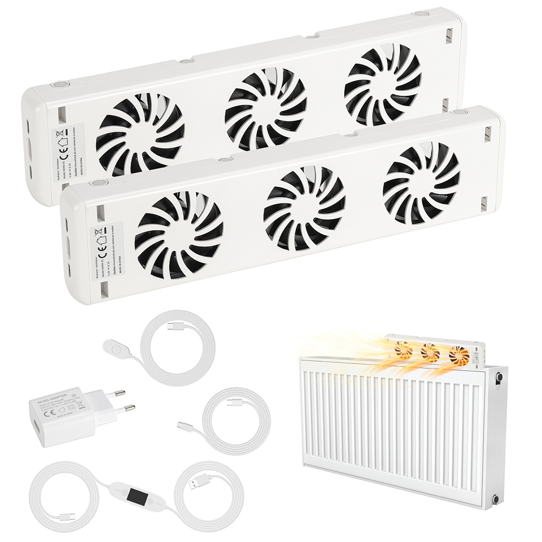 Randaco Heizkörperverstärker Heizkörper-ventilator - Geeignet Für Heizkörper Und Konvektoren Von 100cm Länge - Duo-set