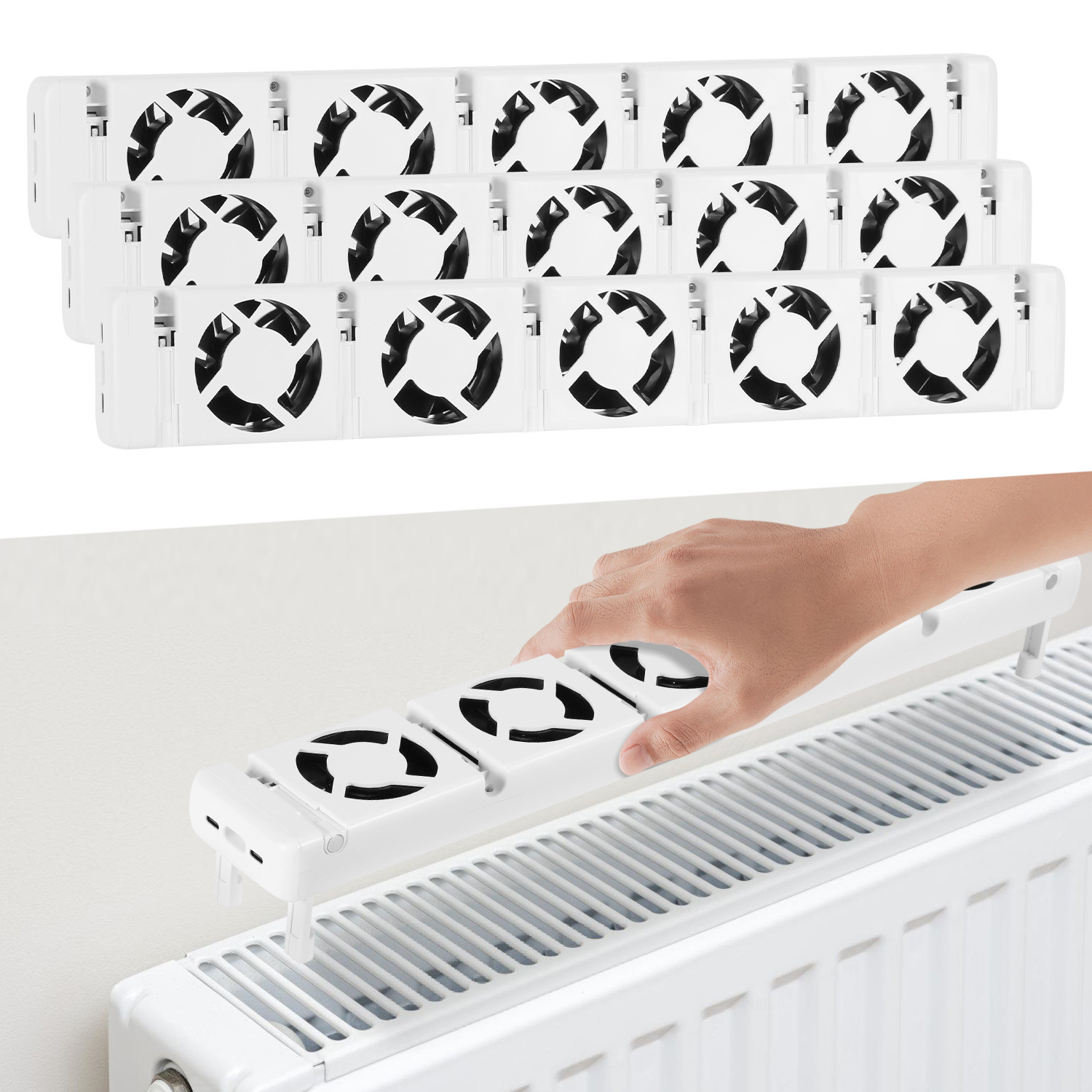 Randaco Heizkörperverstärker Erweiterungsset, Universell, Netzadapter Enthalten, 5 Lüfter Trio Set