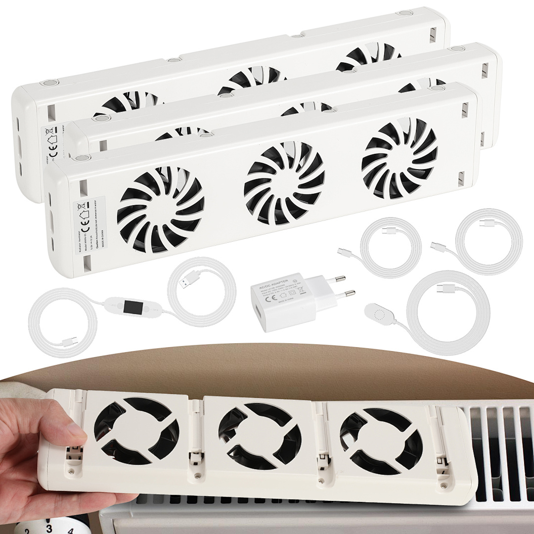 Randaco Heizkörperverstärker Heizkörper-ventilator - Geeignet Für Heizkörper Und Konvektoren Von 50cm Länge - Trio-set
