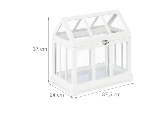 Relaxdays - Mini Gewächhaus, 2er Set, für die Fensterbank, Indoor Treibhaus, Glas und mdf, Kräuter, Blumen, 2 Größen, weiß