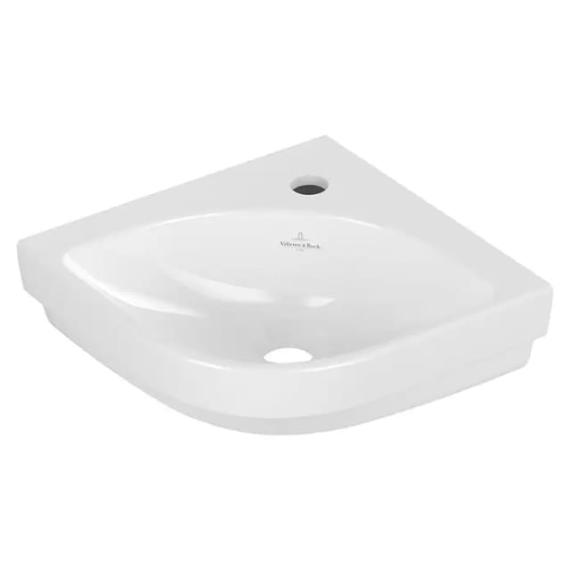Villeroy&boch - Subway 3.0 - Eck-Handwaschbecken 32x32 cm, ohne Überlauf, mit Hahnloch, Alpinweiß 43714601