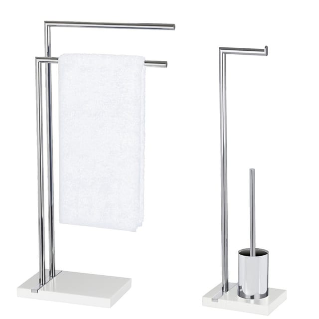 Wenko - Handtuchhalter, WC-Garnitur und Toilettenpapier-Rollenhalter Noble White