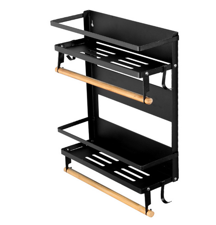 Skecten - Wandmontiertes Küchenregal Magnetische Anziehungskraft 40×30×11CM Schwarz