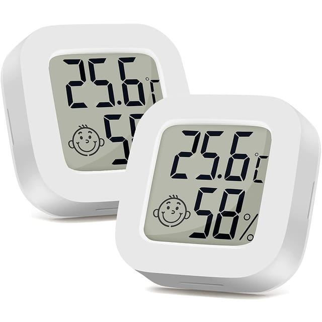 Aougo - 2 kleine digitale Hygrometer-Innenthermometer mit Komfortanzeige, hochpräziser Temperatur- und Luftfeuchtigkeitsüberwachung, schnelles