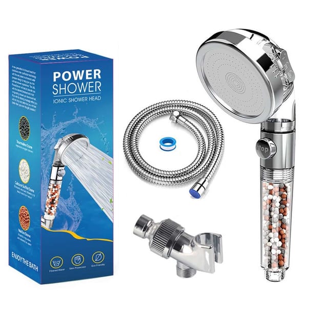 Aougo - Hochdruck-Duschkopf, Anti-Kalk-Filter-Duschkopf, universeller wassersparender Massage-Duschkopf, 3 Duschmodi, geeignet für Badezimmer