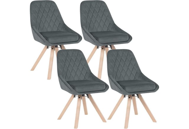 WOLTU 4er Set Esszimmerstühle, Drehstuhl, Küchenstuhl drehbar, Polsterstuhl mit Samtbezug, Wohnzimmerstuhl, Design Stuhl, Beine aus Buchenholz,