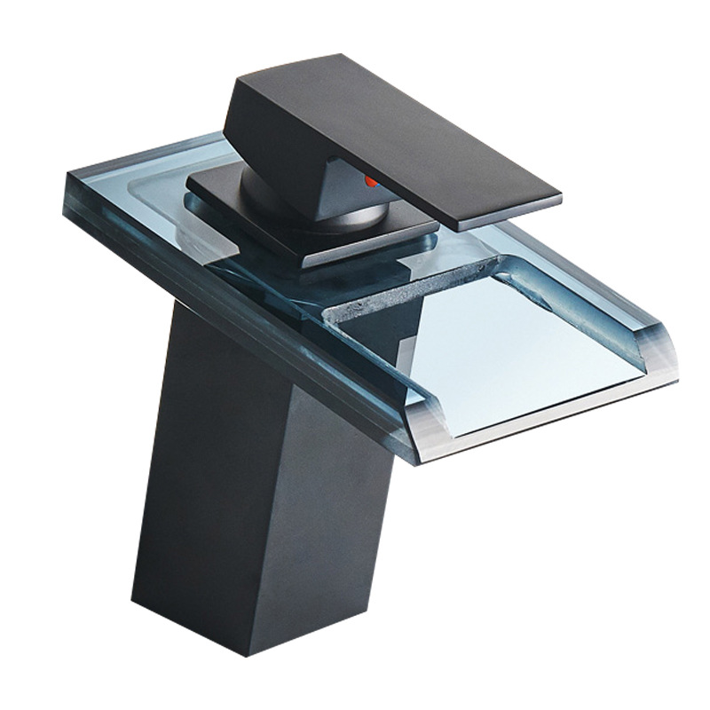 Robinet Mitigeur De Lavabo À Effet Cascade Led, 3 Couleurs, Pour Lavabo Et Vasque, Robinet De Salle De Bain, Mitigeur D'Eau Froide En Laiton Chromé Et Verre, 17 X 13,8 X 9,5 Cm