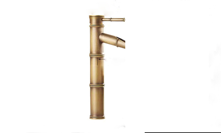 Robinet Tout Cuivre, Robinet De Cuisine Antique Rétro, Robinet De Lavabo Monotrou En Bambou, Évier Artistique, Évier De Comptoir Avec Robinet D'Eau Chaude Et Froide