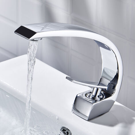Robinet De Lavabo Cascade, Mitigeur En Laiton Chromé Pour Salle De Bain