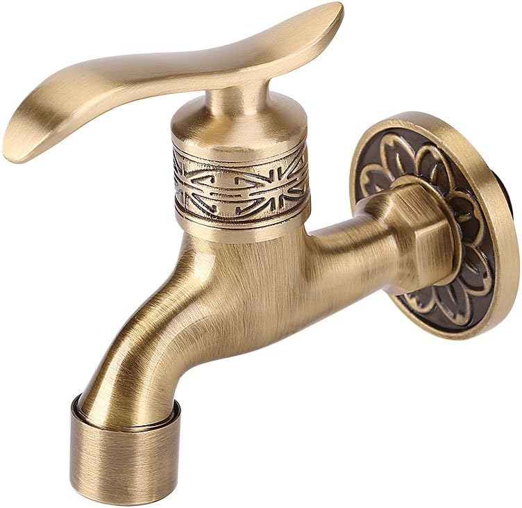 Robinet Générique En Laiton Antique Avec Poignée Pour Buanderie, Salle De Bain, Fixation Murale, Robinet De Machine À Laver, Jardin Extérieur, Tuyau Unique, Long Robinet D'Eau Froide (3)