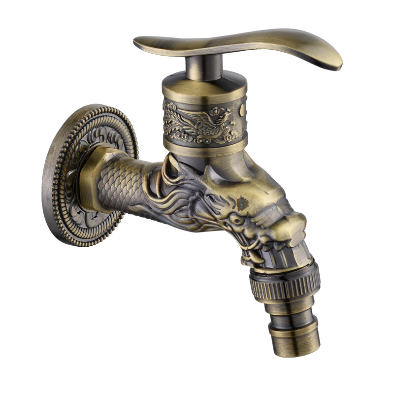 Robinet Mural Vintage En Laiton, G1/2, Robinet D'Extérieur Pour Jardin, Robinet En Laiton Antique, Robinet Mural Vintage, Robinet En Laiton Antique Sculpté D'Un Dragon Pour Cuisine, Salle De Bain, Jar