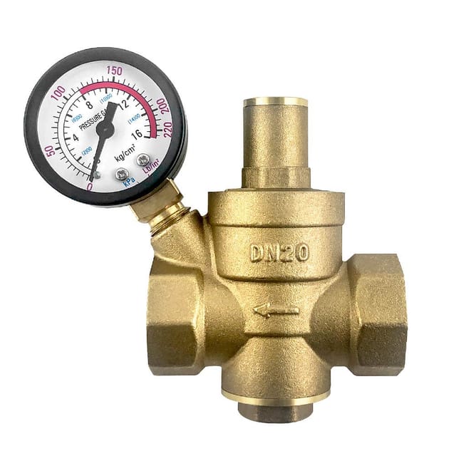 Aougo - DN20 Wasserdruckminderer aus Messing mit einstellbarem Druckminderventil