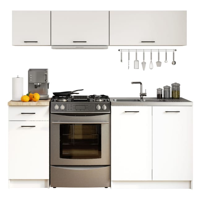 Akord - Küchenmöbelset oliwia G1 Weiß 180 cm 6 Turen Schublade 6 Ebenen B180 x H174 x T46 cm