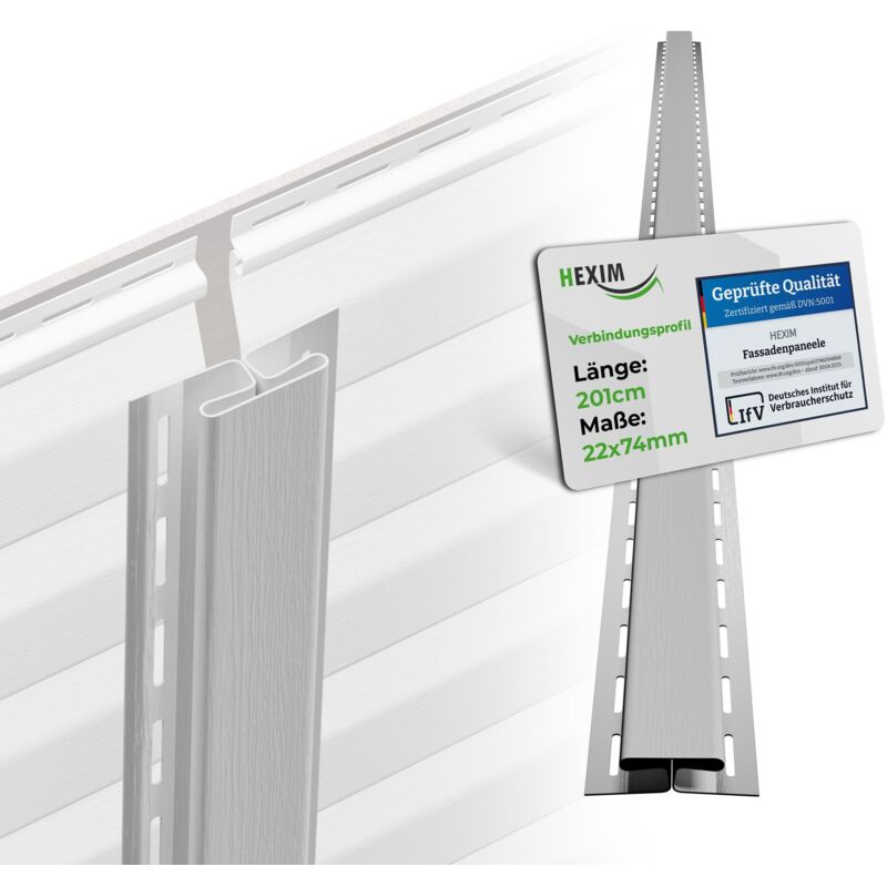 Siding Fassadenverkleidung Fassadenpaneele außen Außenwand wetterfest UV-beständig pvc-u: Weiß, Verbindungsprofil - Hexim